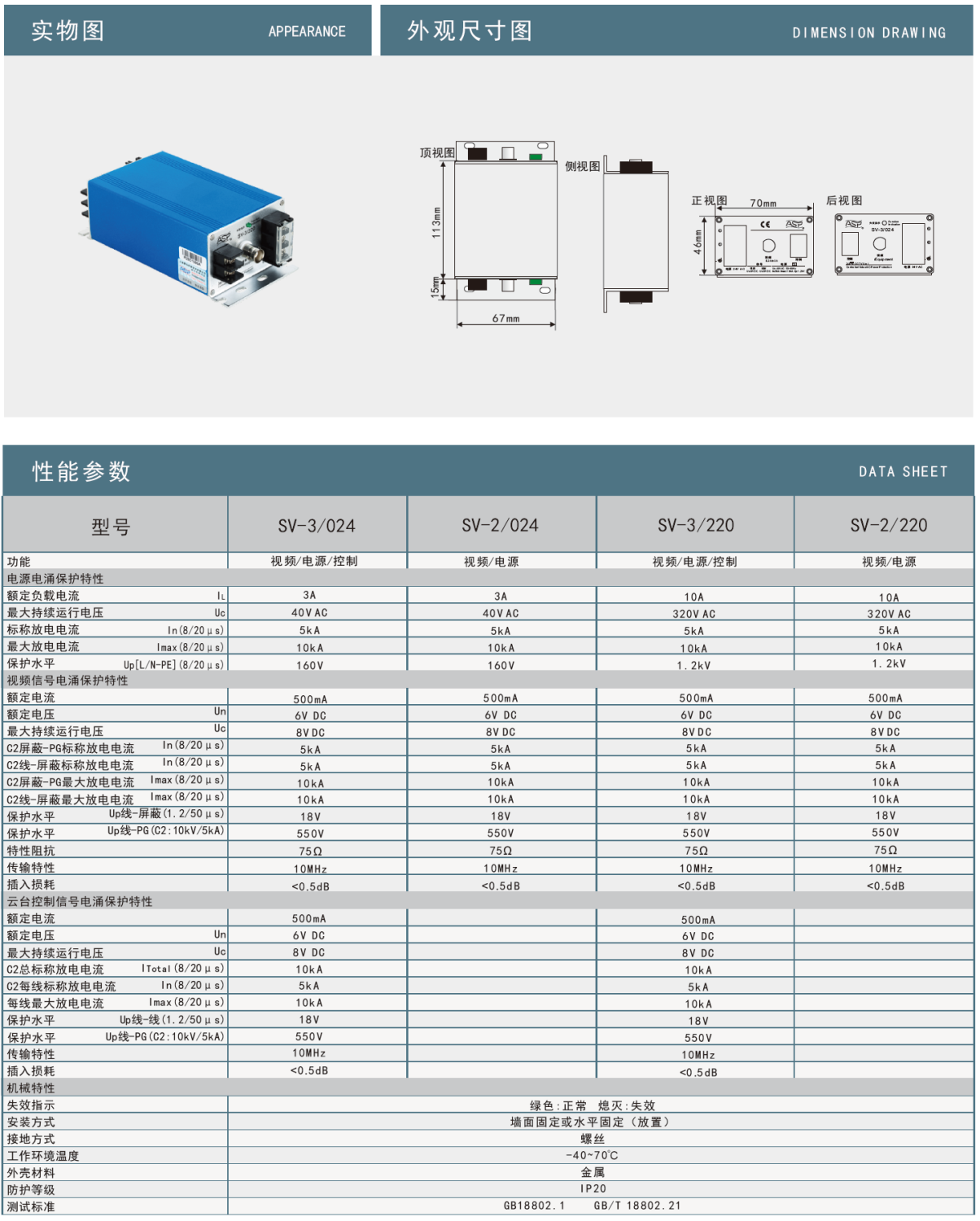 SV-2/024雷迅视频二合一防雷器：高效集成，全方位
