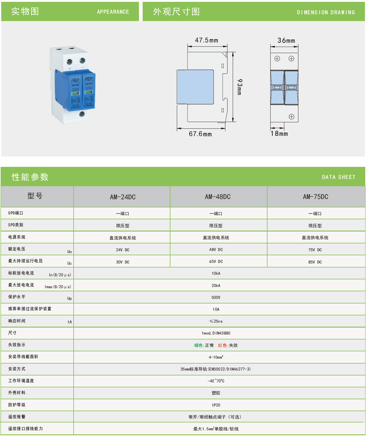 AM-48DC-S雷迅直流电涌保护器：工业级防护的精密