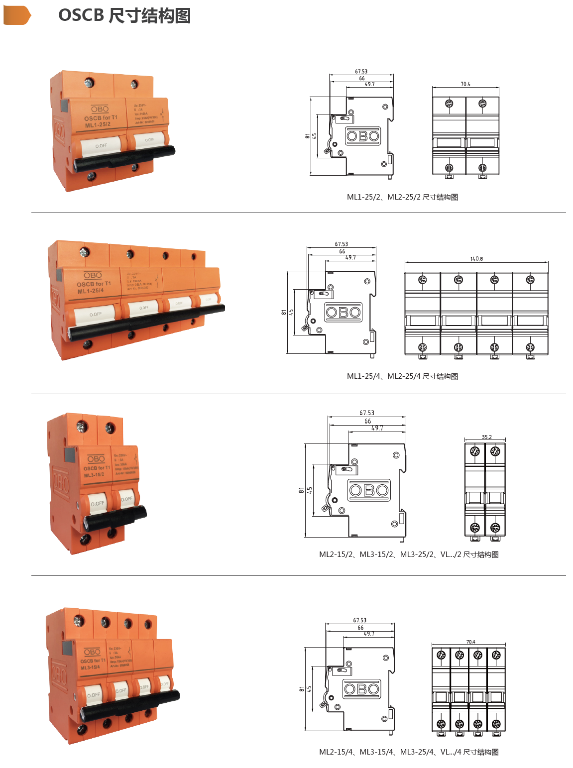OSCB VL4-60/4P OBO浪涌后备保护器：工业级四极综合防护解决方案