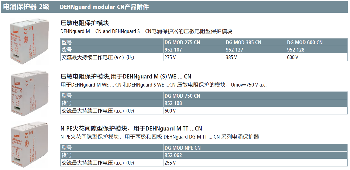 DG MOD 385 CN DEHN压敏电阻型电涌保护器模块：工