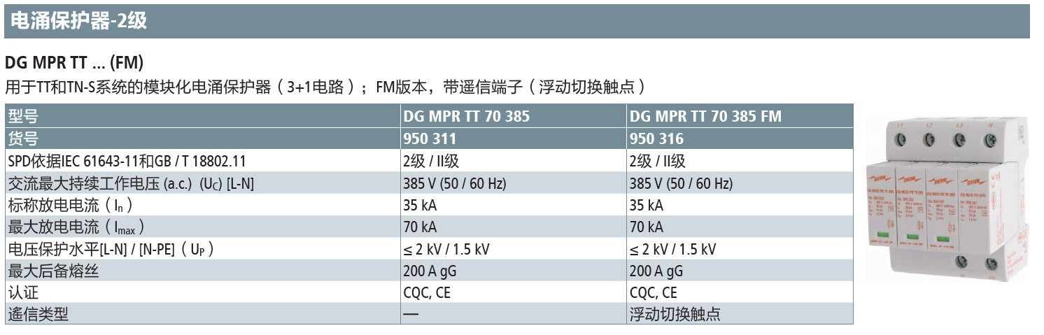 DG MPR TT 70 385 FM DEHN模块化电涌保护器：高效