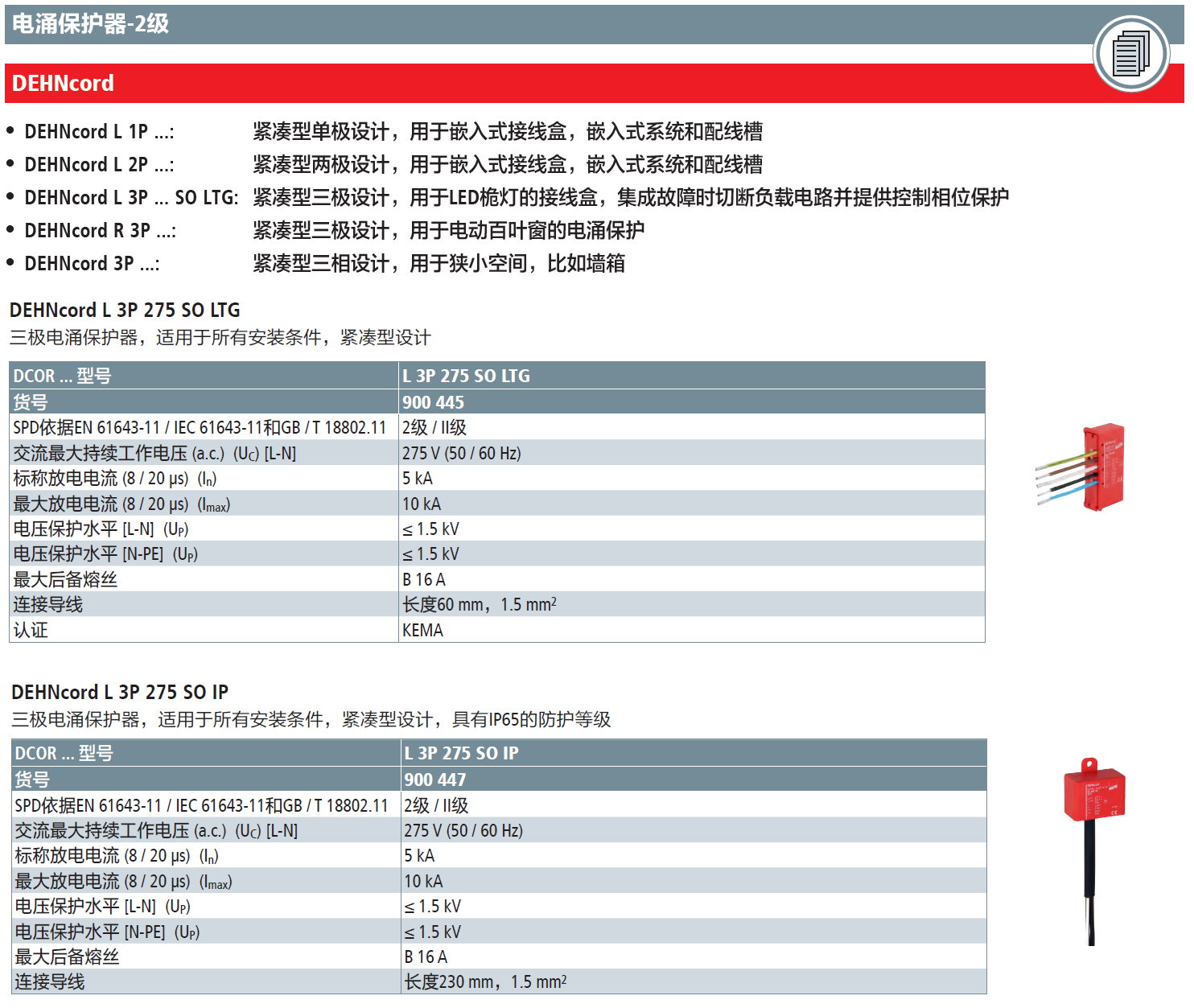 DCOR L 3P 275 SO LTG：DEHN紧凑型三极LED桅灯电