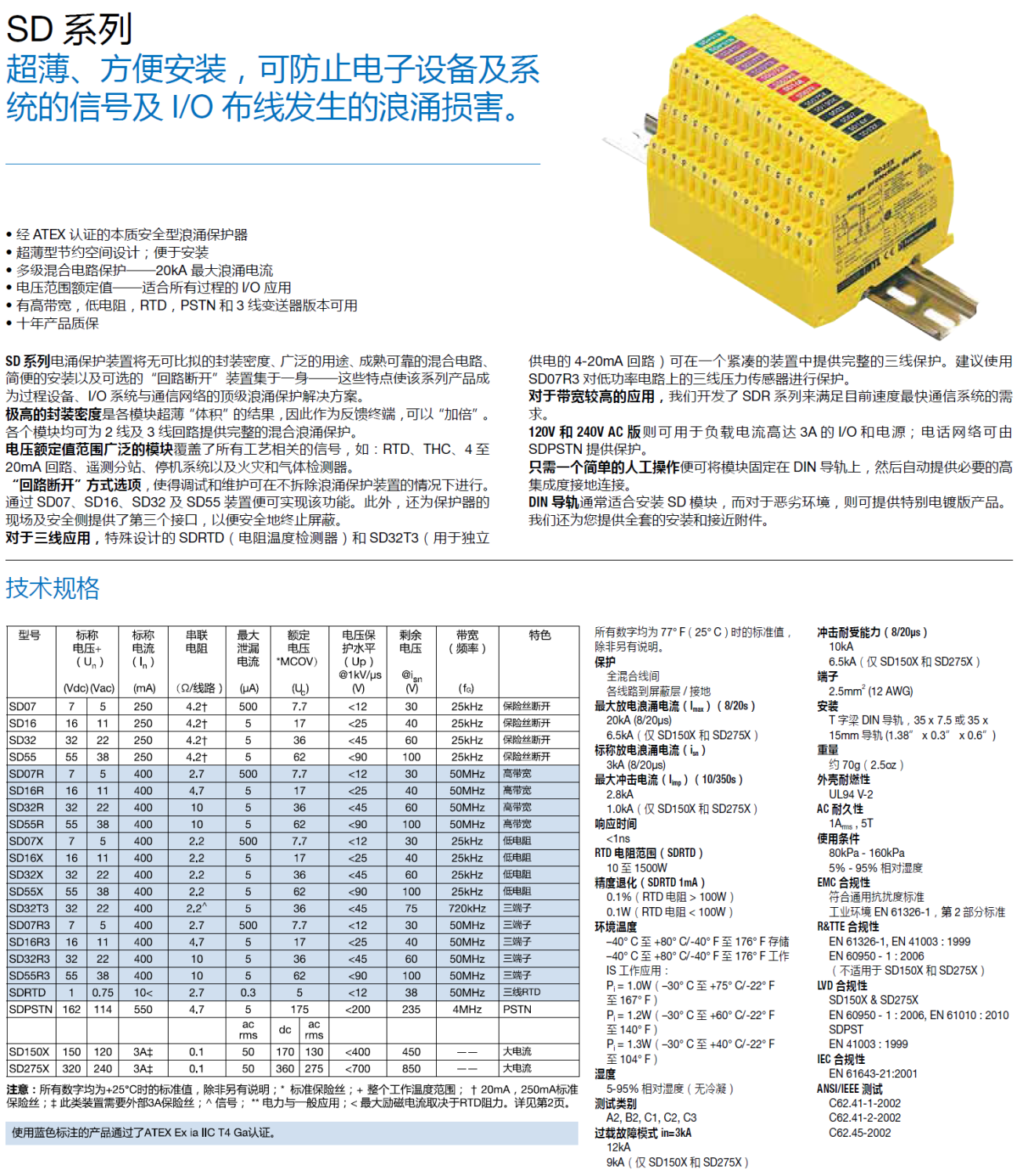 SD32X MTL数字信号防雷器：高防护性能的工业自动