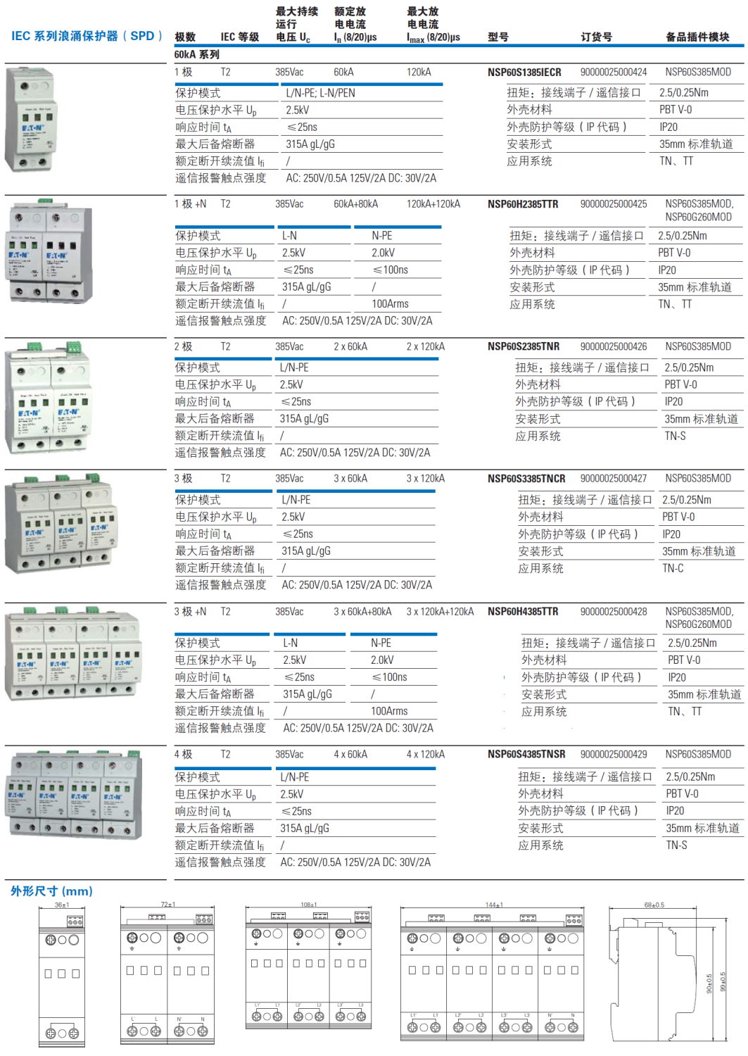 NSP60H4385TTR EATON伊顿电源防雷器：高性能浪涌保护解决方案