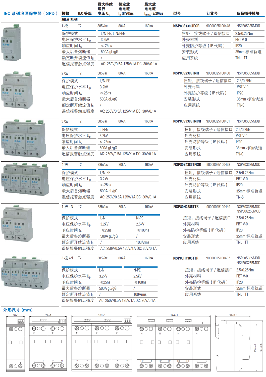 NSP80S4385TNSR EATON伊顿电源防雷器：工业级防护方案，护航设备安全