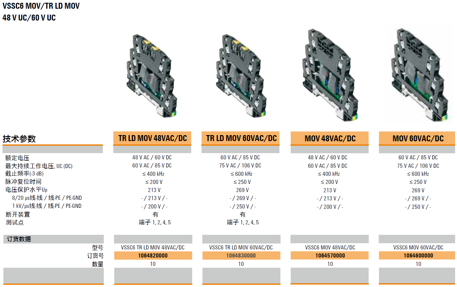 VSSC6 MOV 48VAC/DC(1064570000)，VSSC6 MOV 60VAC/DC(1064600000)，VSSC6 TR LD MOV 48VAC/DC(1064820000)，VSSC6 TR LD MOV 60VAC/DC(1064830000)