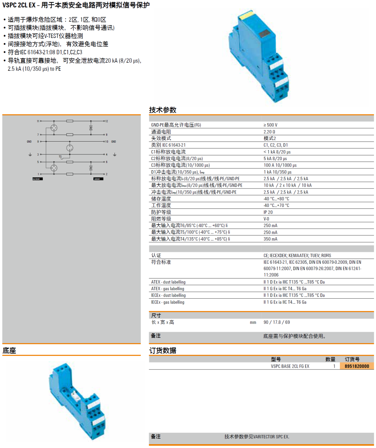 VSPC BASE 2CL FG EX：魏德米勒本质安全电路模拟信号电涌保护的创新解决方案